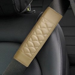 Premium Nappa Leather Car Seat Belt Covers Pack of 2 – Beige Premium Nappa Leather Car Seat Belt Covers Pack of 2 – Beige