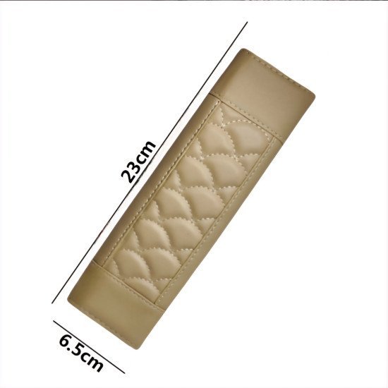 Premium Nappa Leather Car Seat Belt Covers Pack of 2 – Beige