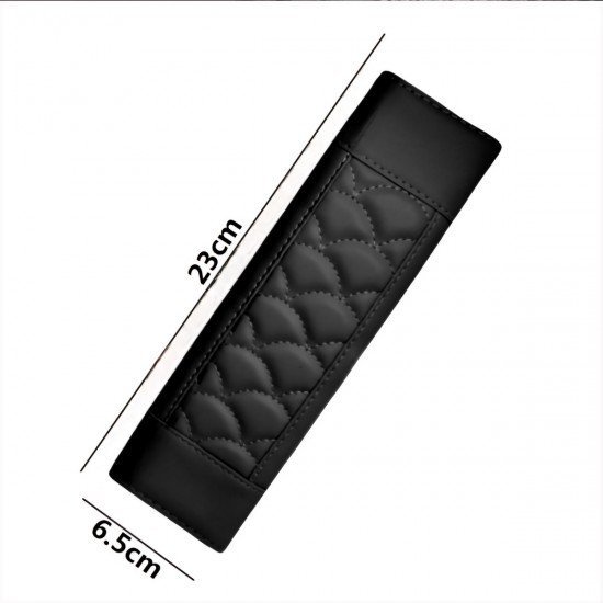Premium Leather Car Seat Belt Covers - (Pack of 2) Black