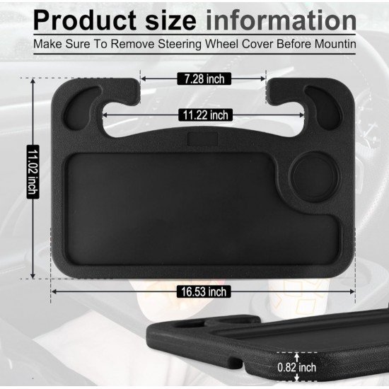 Car Steering Wheel Multipurpose Tray (Black) Car Steering Wheel Multipurpose Tray (Black)