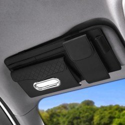 4-in-1 Nappa Leather Car Sun Visor Organizer – Tissue Holder, Sunglasses Holder, Card Slot & Pen Holder 4-in-1 Nappa Leather Car Sun Visor Organizer – Tissue Holder, Sunglasses Holder, Card Slot & Pen Holder