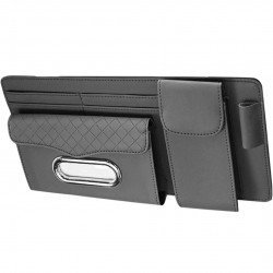 4-in-1 Nappa Leather Car Sun Visor Organizer – Tissue Holder, Sunglasses Holder, Card Slot & Pen Holder 