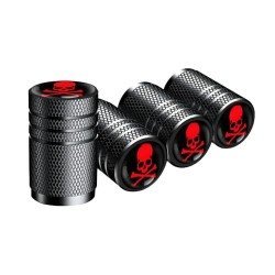 Skull Bones 4 Pcs Aluminum Tire Valve Stem Caps - Universal Fit