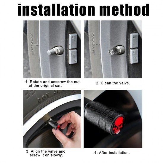 White Finger 4 Pcs Aluminum Tire Valve Stem Caps - Universal Fit
