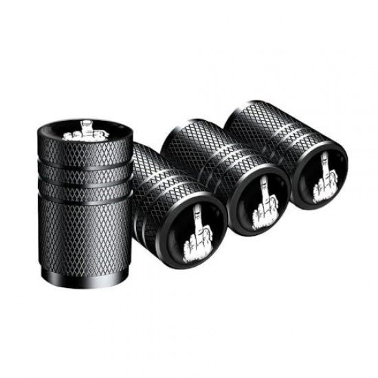 White Finger 4 Pcs Aluminum Tire Valve Stem Caps - Universal Fit