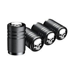 White Skull 4 Pcs Aluminum Tire Valve Stem Caps - Universal Fit