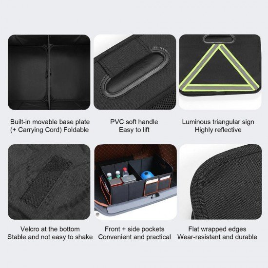 Large Collapsible Car Trunk Organizer With Reflector Band – 600D Oxford Large Collapsible Car Trunk Organizer With Reflector Band – 600D Oxford