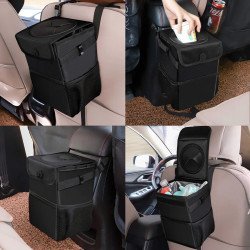 Waterproof Car Trash Can with Lid - 2.2 Gallon Leakproof Organizer Waterproof Car Trash Can with Lid - 2.2 Gallon Leakproof Organizer