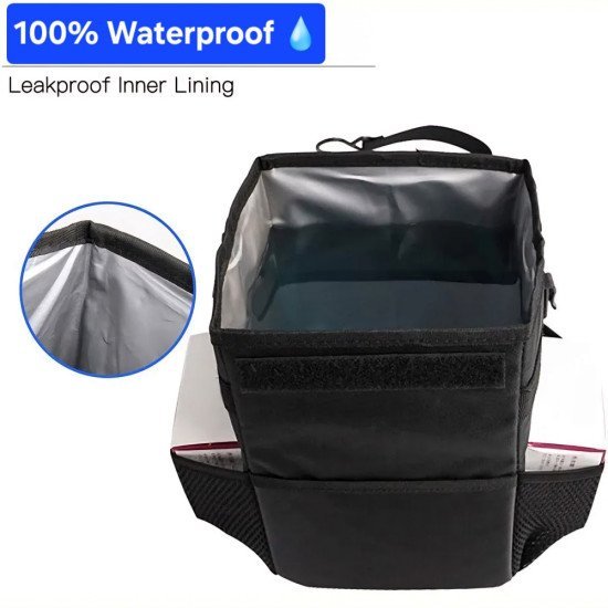 Waterproof Car Trash Can with Lid - 2.2 Gallon Leakproof Organizer Waterproof Car Trash Can with Lid - 2.2 Gallon Leakproof Organizer