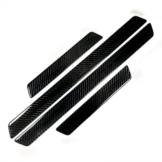Real Carbon Fiber Car Door Sill Protectors- 4Door Set (Universal Fit, Anti Slip  & Anti Scratch)