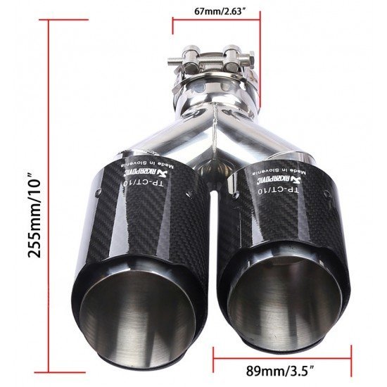 Carbon Fiber Dual Exhaust Tail Tip 2.5 Inch Inlet 3.5 Inch Outlets – Stainless Steel | Universal Fit 