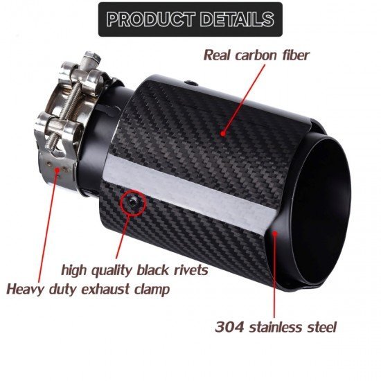 Carbon Fiber Exhaust Tail Tips - 2.5 Inch Inlet & 3.5 Inch Outlet Carbon Fiber Exhaust Tail Tips - 2.5 Inch Inlet & 3.5 Inch Outlet