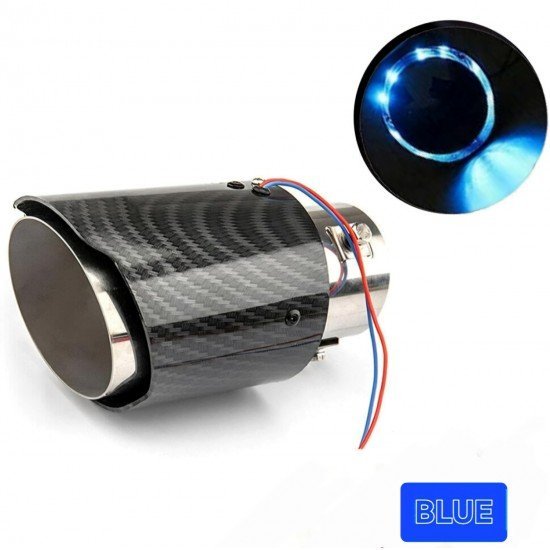 Carbon Fiber LED Exhaust Tail Tip 2.5 Inch Inlet 3.5 Inch Outlet – Blue & Red LED Glow | Universal Fit Carbon Fiber LED Exhaust Tail Tip 2.5 Inch Inlet 3.5 Inch Outlet – Blue & Red LED Glow | Universal Fit