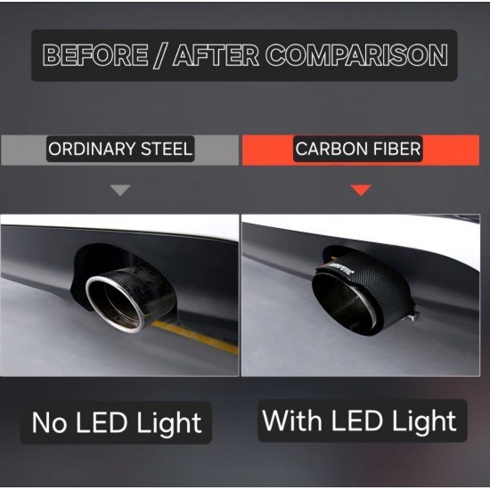 Carbon Fiber LED Exhaust Tail Tip 2.5 Inch Inlet 3.5 Inch Outlet – Blue & Red LED Glow | Universal Fit Carbon Fiber LED Exhaust Tail Tip 2.5 Inch Inlet 3.5 Inch Outlet – Blue & Red LED Glow | Universal Fit