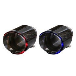 Carbon Fiber LED Exhaust Tail Tip 2.5 Inch Inlet 3.5 Inch Outlet – Blue & Red LED Glow | Universal Fit