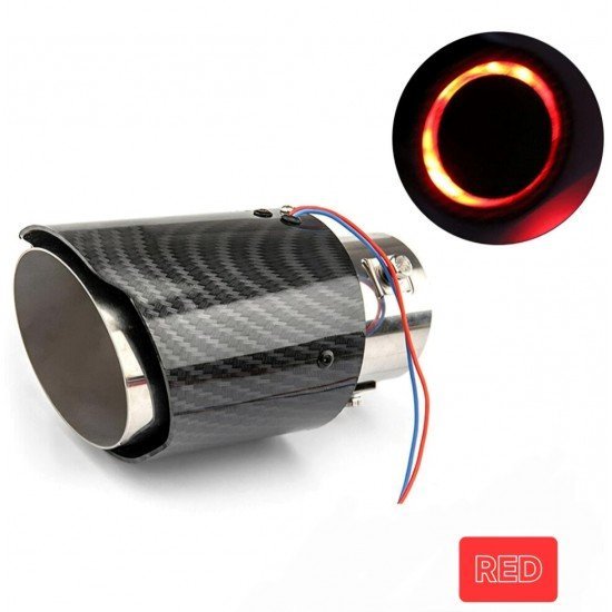 Carbon Fiber LED Exhaust Tail Tip 2.5 Inch Inlet 3.5 Inch Outlet – Blue & Red LED Glow | Universal Fit Carbon Fiber LED Exhaust Tail Tip 2.5 Inch Inlet 3.5 Inch Outlet – Blue & Red LED Glow | Universal Fit