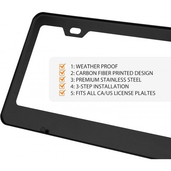 Carbon Fiber print License Plate Frames (North America) - Set of 2 Carbon Fiber print License Plate Frames (North America) - Set of 2