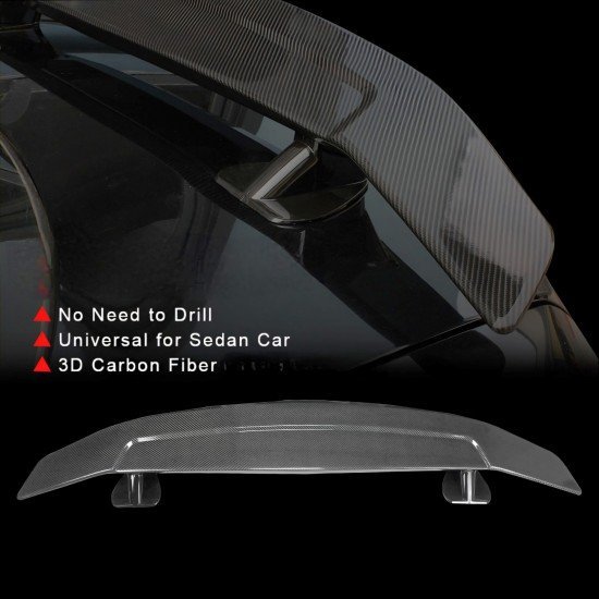 3D Carbon Fiber Car Rear Spoiler Wing | Universal Fit Sedan | 132CM 3D Carbon Fiber Car Rear Spoiler Wing | Universal Fit Sedan | 132CM