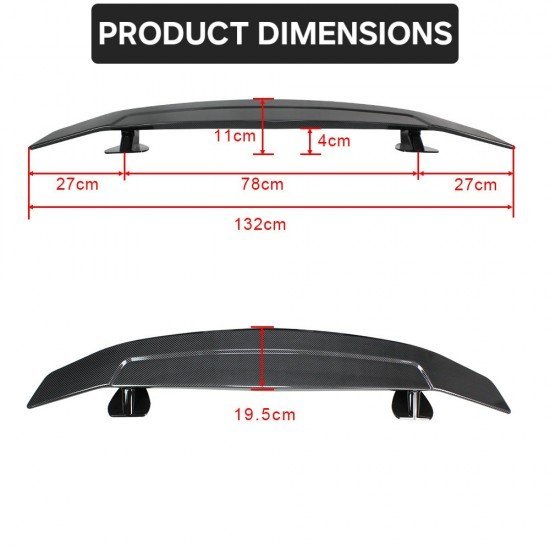 3D Carbon Fiber Car Rear Spoiler Wing | Universal Fit Sedan | 132CM 3D Carbon Fiber Car Rear Spoiler Wing | Universal Fit Sedan | 132CM