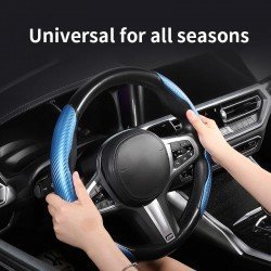 Carbon Fiber Steering Wheel Covers - Universal Fit (Blue)