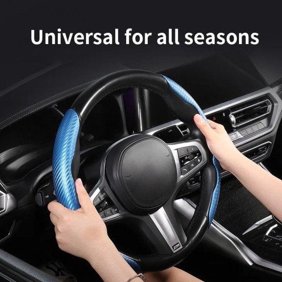Carbon Fiber Steering Wheel Covers - Universal Fit (5 Colors) Carbon Fiber Steering Wheel Covers - Universal Fit (5 Colors)