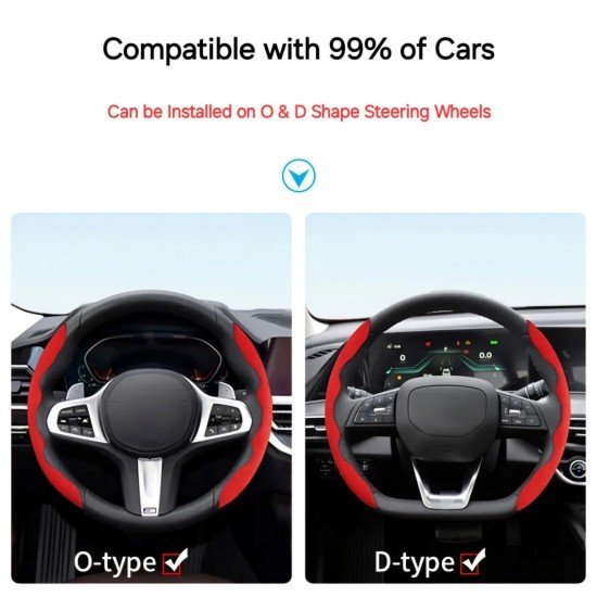 Carbon Fiber Steering Wheel Covers - Universal Fit (5 Colors) Carbon Fiber Steering Wheel Covers - Universal Fit (5 Colors)