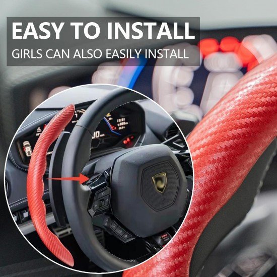 Carbon Fiber Steering Wheel Covers - Universal Fit (5 Colors) Carbon Fiber Steering Wheel Covers - Universal Fit (5 Colors)