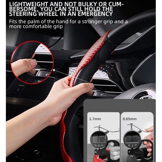 Carbon Fiber Steering Wheel Covers - Universal Fit (5 Colors) Carbon Fiber Steering Wheel Covers - Universal Fit (5 Colors)