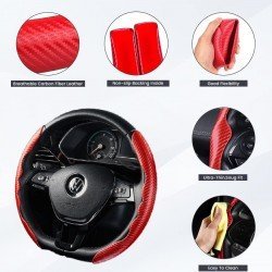 Carbon Fiber Steering Wheel Covers - Universal Fit (Red)