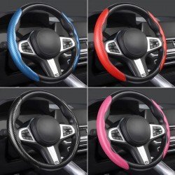 Carbon Fiber Steering Wheel Covers - Universal Fit (5 Colors)