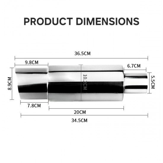 Stainless Steel Exhaust Muffler Tip - 2.25 Inch Inlet & 3 Inch Outlet Stainless Steel Exhaust Muffler Tip - 2.25 Inch Inlet & 3 Inch Outlet