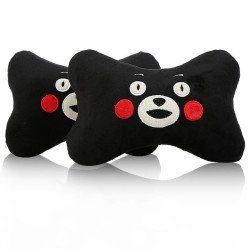 Kumamon Bear Car Neck Pillows Pack of 2 - Soft Flannel Headrest Cushions