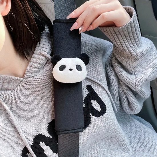 Panda Face Car Seat Belt Covers Pack of 2 – Soft Plush Cotton Panda Face Car Seat Belt Covers Pack of 2 – Soft Plush Cotton