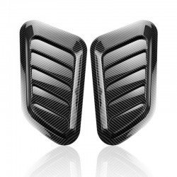Car Hood Air Flow Scoop Covers 2 Pack – Carbon Fiber & Black | ABS Universal Fit | Decorative Bonnet Scoops