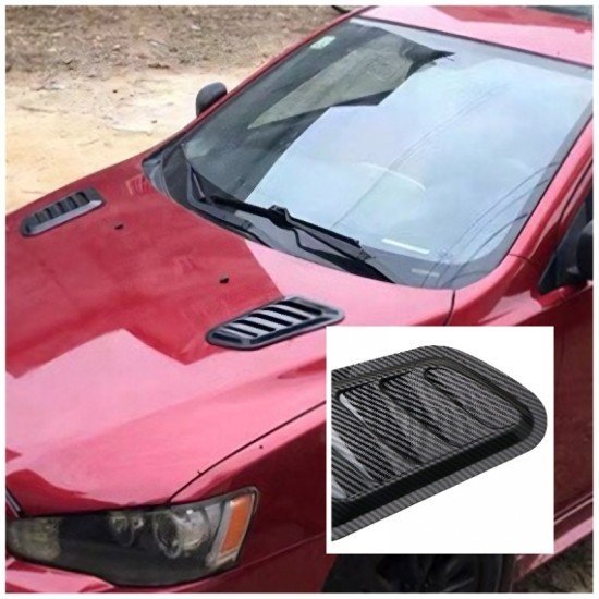 Car Hood Air Flow Scoop Covers 2 Pack – Carbon Fiber & Black | ABS Universal Fit | Decorative Bonnet Scoops Car Hood Air Flow Scoop Covers 2 Pack – Carbon Fiber & Black | ABS Universal Fit | Decorative Bonnet Scoops