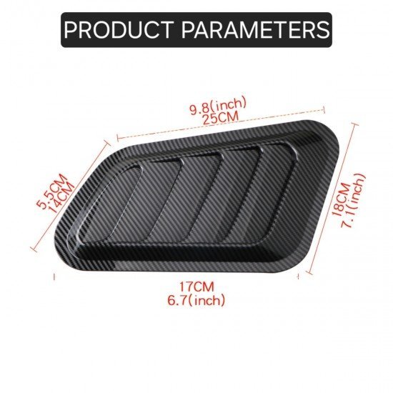 Car Hood Air Flow Scoop Covers 2 Pack – Carbon Fiber & Black | ABS Universal Fit | Decorative Bonnet Scoops Car Hood Air Flow Scoop Covers 2 Pack – Carbon Fiber & Black | ABS Universal Fit | Decorative Bonnet Scoops