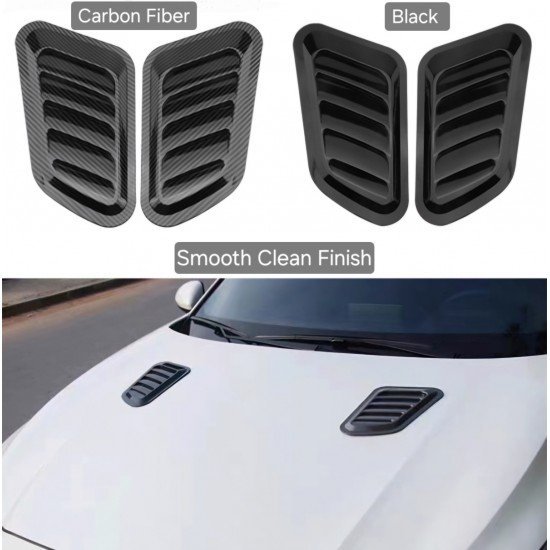Car Hood Air Flow Scoop Covers 2 Pack – Carbon Fiber & Black | ABS Universal Fit | Decorative Bonnet Scoops Car Hood Air Flow Scoop Covers 2 Pack – Carbon Fiber & Black | ABS Universal Fit | Decorative Bonnet Scoops