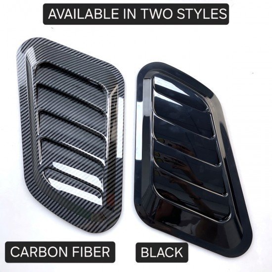 Car Hood Air Flow Scoop Covers 2 Pack – Carbon Fiber & Black | ABS Universal Fit | Decorative Bonnet Scoops Car Hood Air Flow Scoop Covers 2 Pack – Carbon Fiber & Black | ABS Universal Fit | Decorative Bonnet Scoops