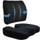 Ergonomic Memory Foam Lumber Support With Car Seat Cushion - Mesh Fabric (Black)