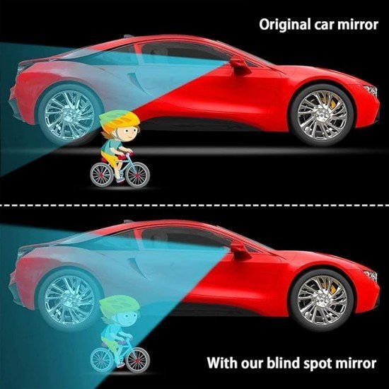 Wide Angle Fan Shape Frameless Blind Spot Mirror 360° Adjustable Anti Scratch (Pack of 2)