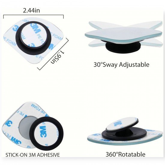 Wide Angle Fan Shape Frameless Blind Spot Mirror 360° Adjustable Anti Scratch (Pack of 2)