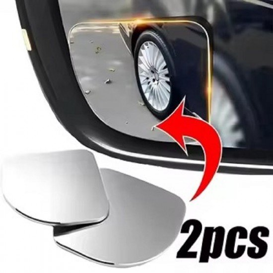 Wide Angle Fan Shape Frameless Blind Spot Mirror 360° Adjustable Anti Scratch (Pack of 2)
