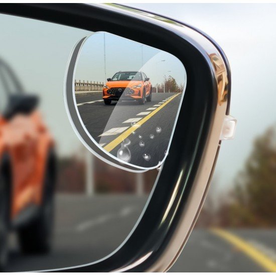 Wide Angle Fan Shape Frameless Blind Spot Mirror 360° Adjustable Anti Scratch (Pack of 2)