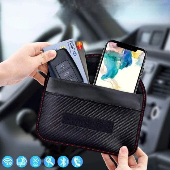 RFID Signal Blocking Faraday Case Large - Carbon Fiber Key Fob Protector RFID Signal Blocking Faraday Case Large - Carbon Fiber Key Fob Protector