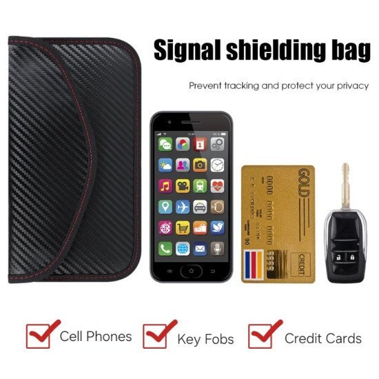 RFID Signal Blocking Faraday Case Large - Carbon Fiber Key Fob Protector RFID Signal Blocking Faraday Case Large - Carbon Fiber Key Fob Protector