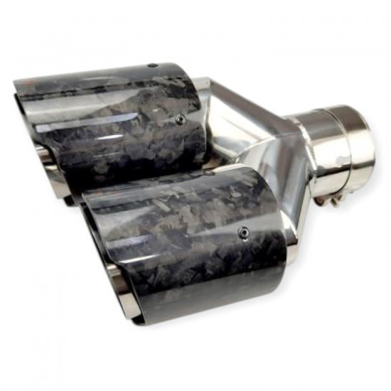 Forged Carbon Fiber Dual Exhaust Tail Tip 2.5 Inch Inlet 3.5 Inch Outlets – Stainless Steel | Universal Fit