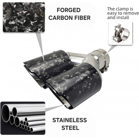 Forged Carbon Fiber Dual Exhaust Tail Tip 2.5 Inch Inlet 3.5 Inch Outlets – Stainless Steel | Universal Fit