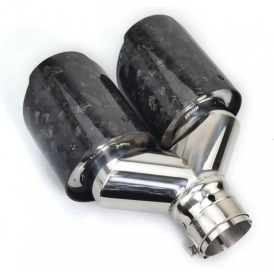 Forged Carbon Fiber Dual Exhaust Tail Tip 2.5 Inch Inlet 3.5 Inch Outlets – Stainless Steel | Universal Fit