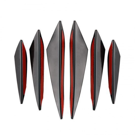 Car Front Bumper Spoiler Fin Canards 6 Pack | Universal Fit | Carbon Fiber & Black Car Front Bumper Spoiler Fin Canards 6 Pack | Universal Fit | Carbon Fiber & Black