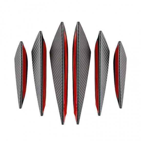 Car Front Bumper Spoiler Fin Canards 6 Pack | Universal Fit | Carbon Fiber & Black Car Front Bumper Spoiler Fin Canards 6 Pack | Universal Fit | Carbon Fiber & Black